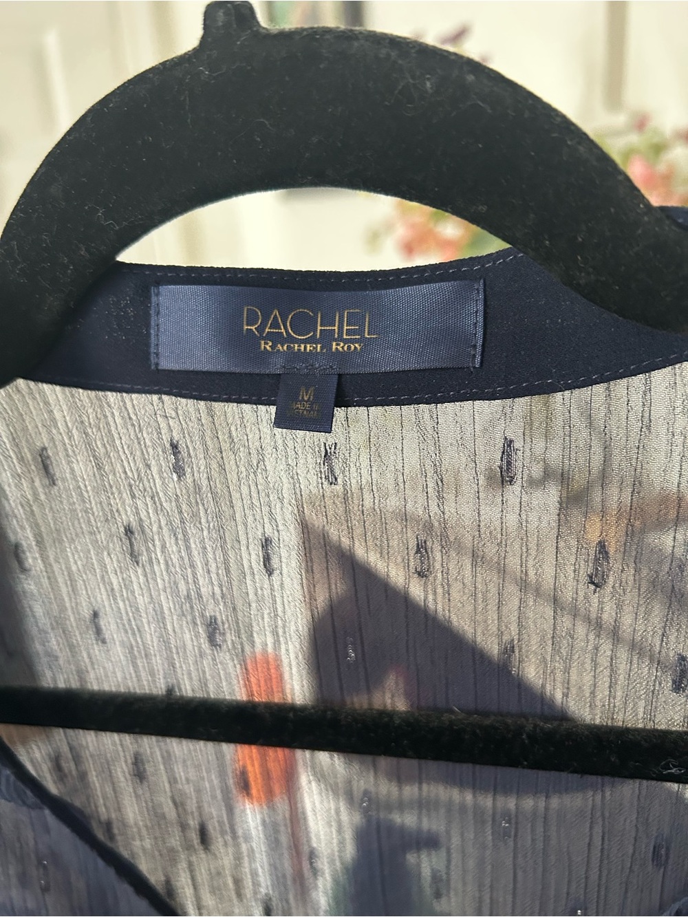 RACHEL Rachel Roy Navy and Cream Sheer Patterned Scarf Topper